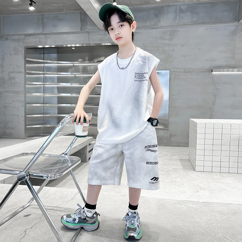 儿童夏季背心套装2024新款时尚休闲儿童炸街套装【奇斯熊】BF521