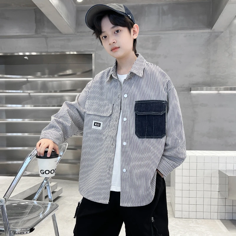 男童秋款休闲衬衫2025新款中大儿童春秋装上衣潮【奇斯熊】AF237