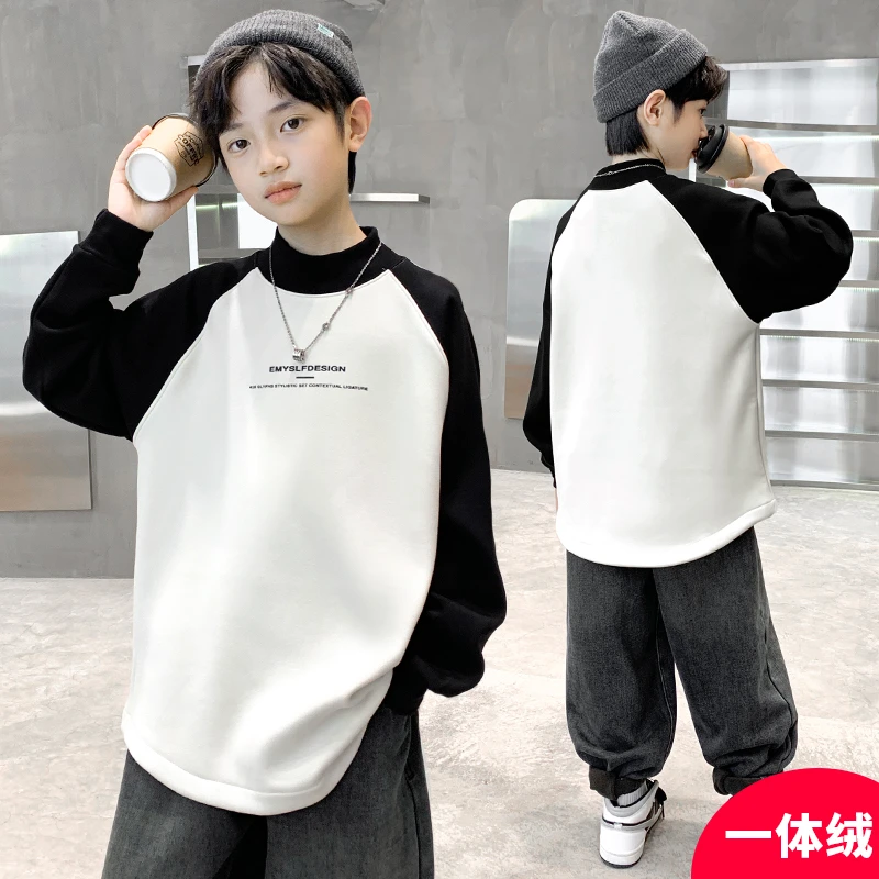 男童秋冬季打底衫2024新款儿童炸街加厚一体加绒【奇斯熊2】CF110