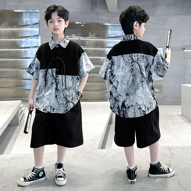 男童夏款两件套新款夏装新中式中大童两件套酷【奇斯熊】BF002-1