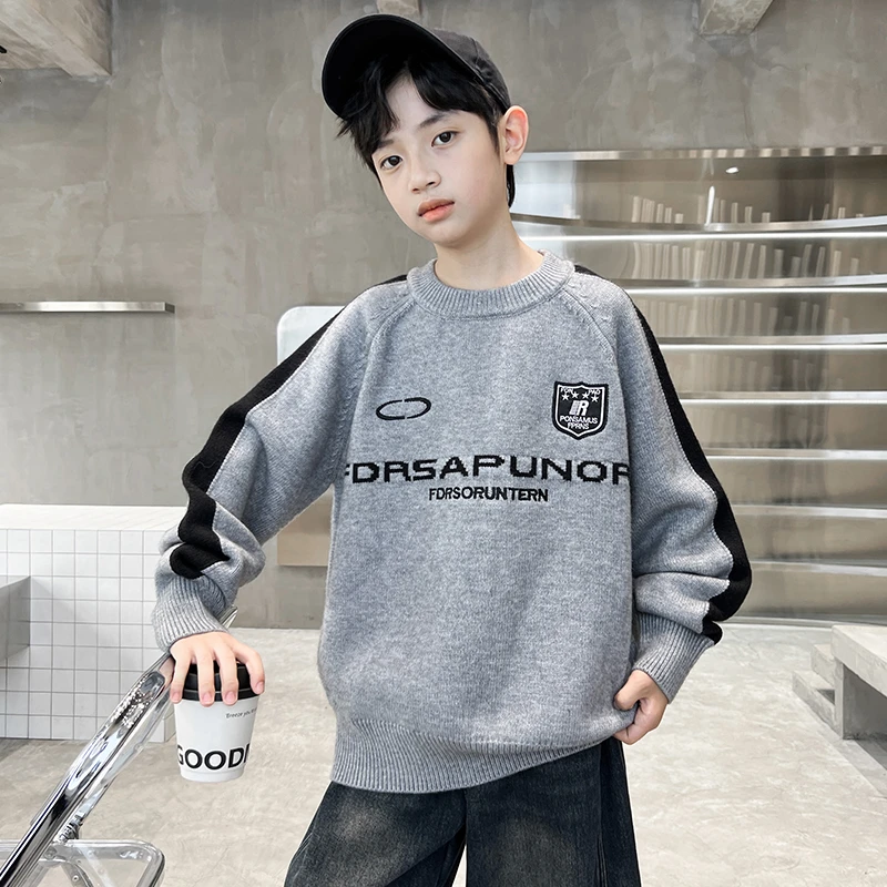 男童秋冬季休闲毛衣2024新款中大童时髦秋款潮【奇斯熊】AF418