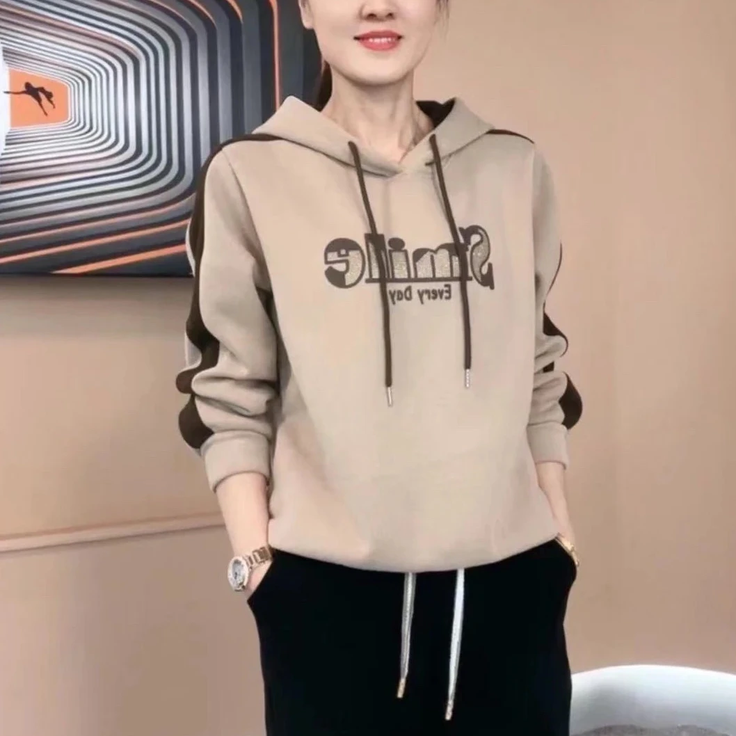 24年新款秋冬季高品质带帽女士卫衣爆款时尚小衫长袖打底衫绒衣