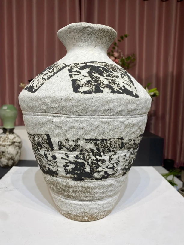 景德镇姹寂风简约现代风格高温花瓶摆件高32口6
