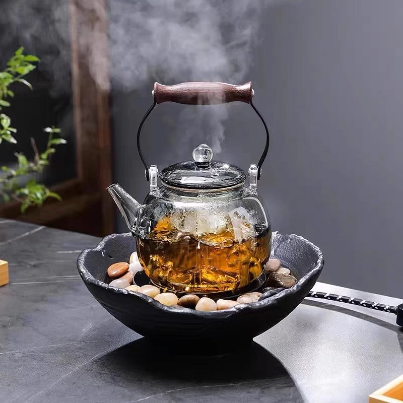 烟灰色蒸煮一体茶壶高端星空盖子茶壶泡茶壶煮茶壶耐热玻璃壶家用