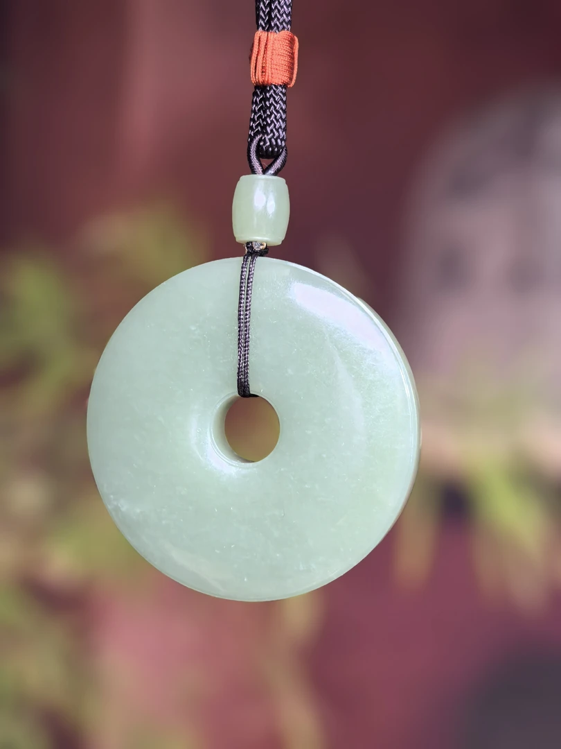 析木绿河磨平安扣吊坠