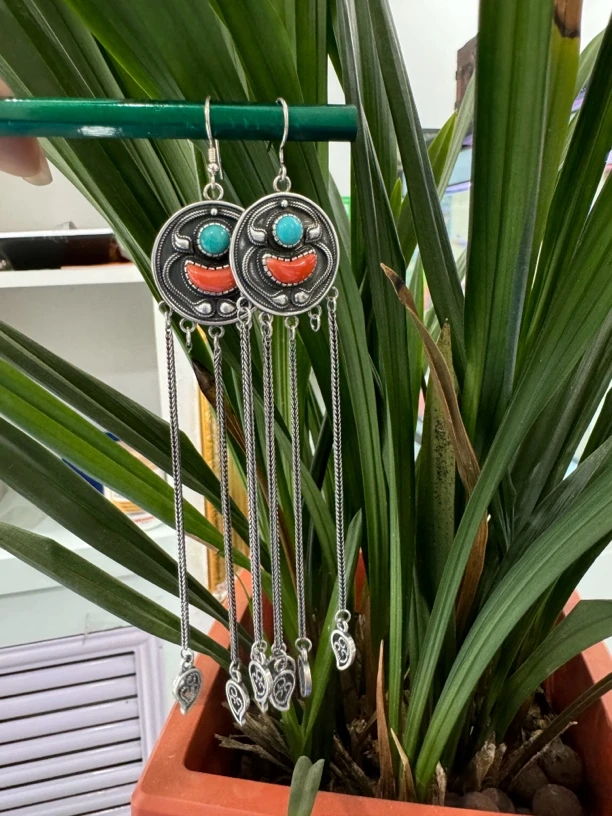 足银耳饰 足银耳环 蒙古元素真旭日 乌尤耳环