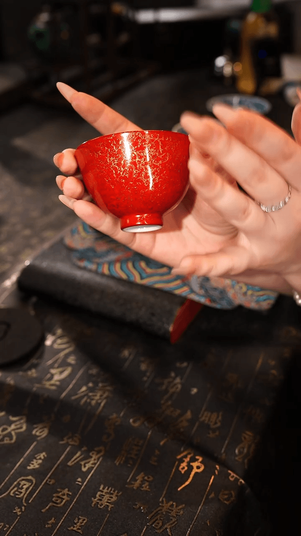 【闪购商品】非遗漆器红金青花内绘主人杯