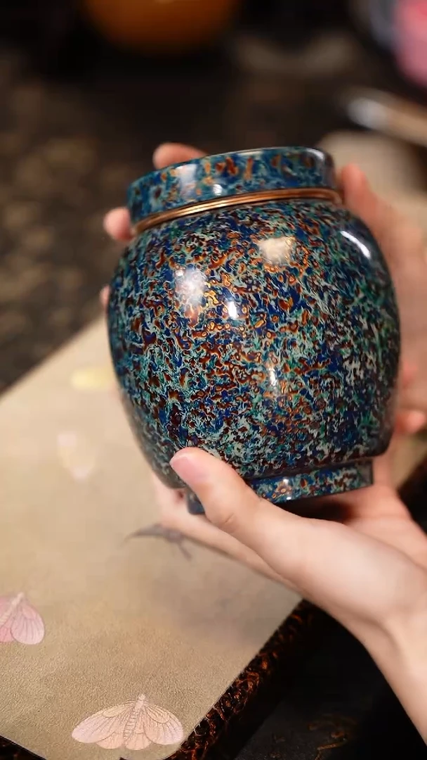 【闪购商品】非遗漆器 蓝金瓷胎茶叶罐