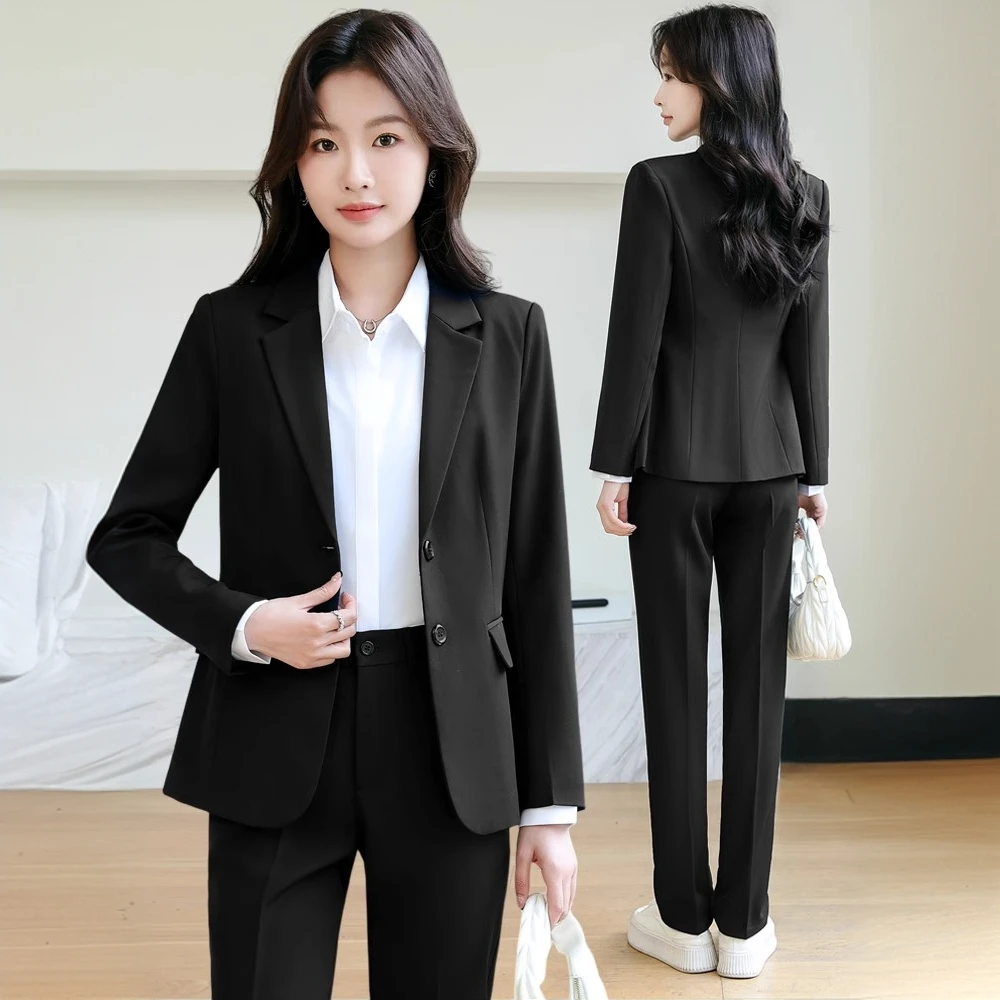 大码西装套装女春秋小个子外套正装职业西服工装胖MM200斤工作服