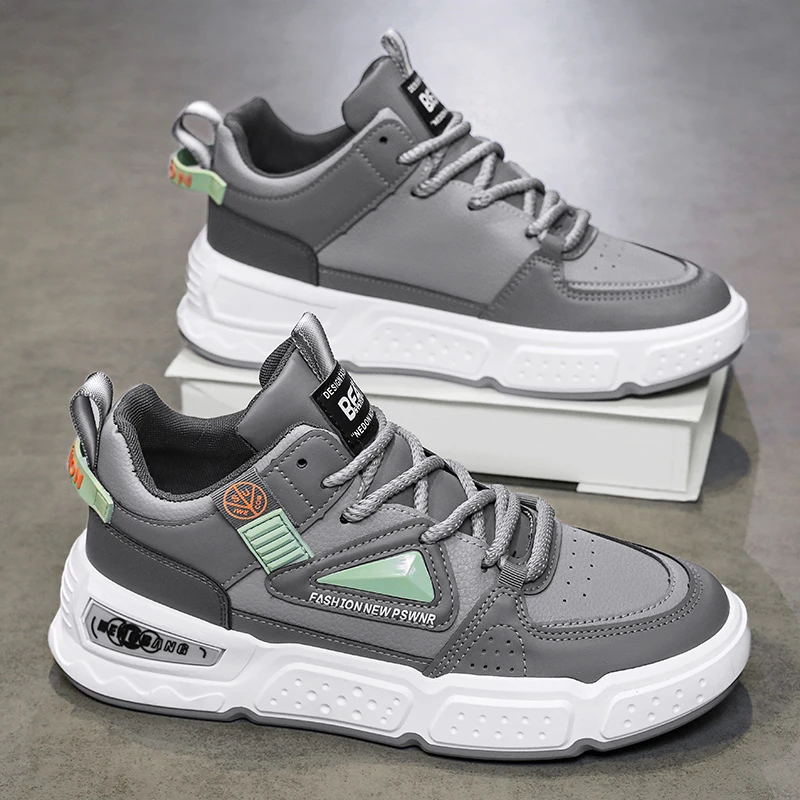 新款2024高帮男鞋厚底休闲板鞋潮流百搭防滑男士运动潮鞋