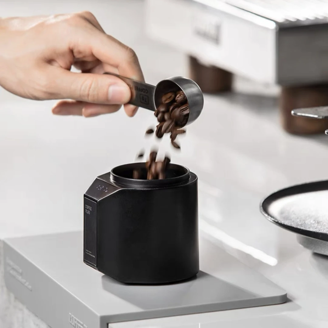 COFFEEPLUS黑克带秤接粉杯器手冲意式咖啡电子秤58mm小型家用创意