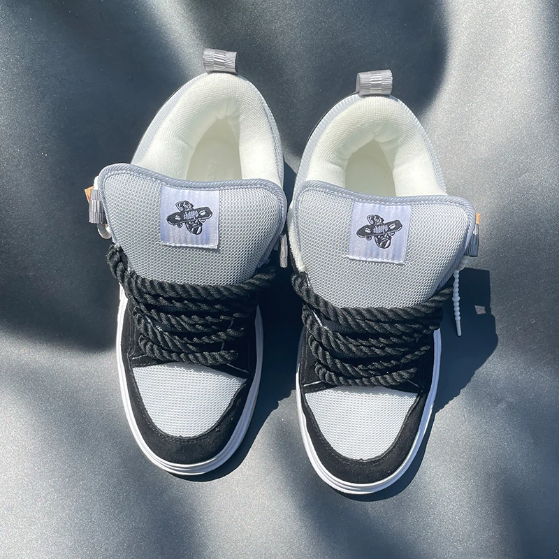 男士时尚百搭潮流潮鞋网面黑白拼色休闲运动鞋爆款情侣鞋男鞋厚底