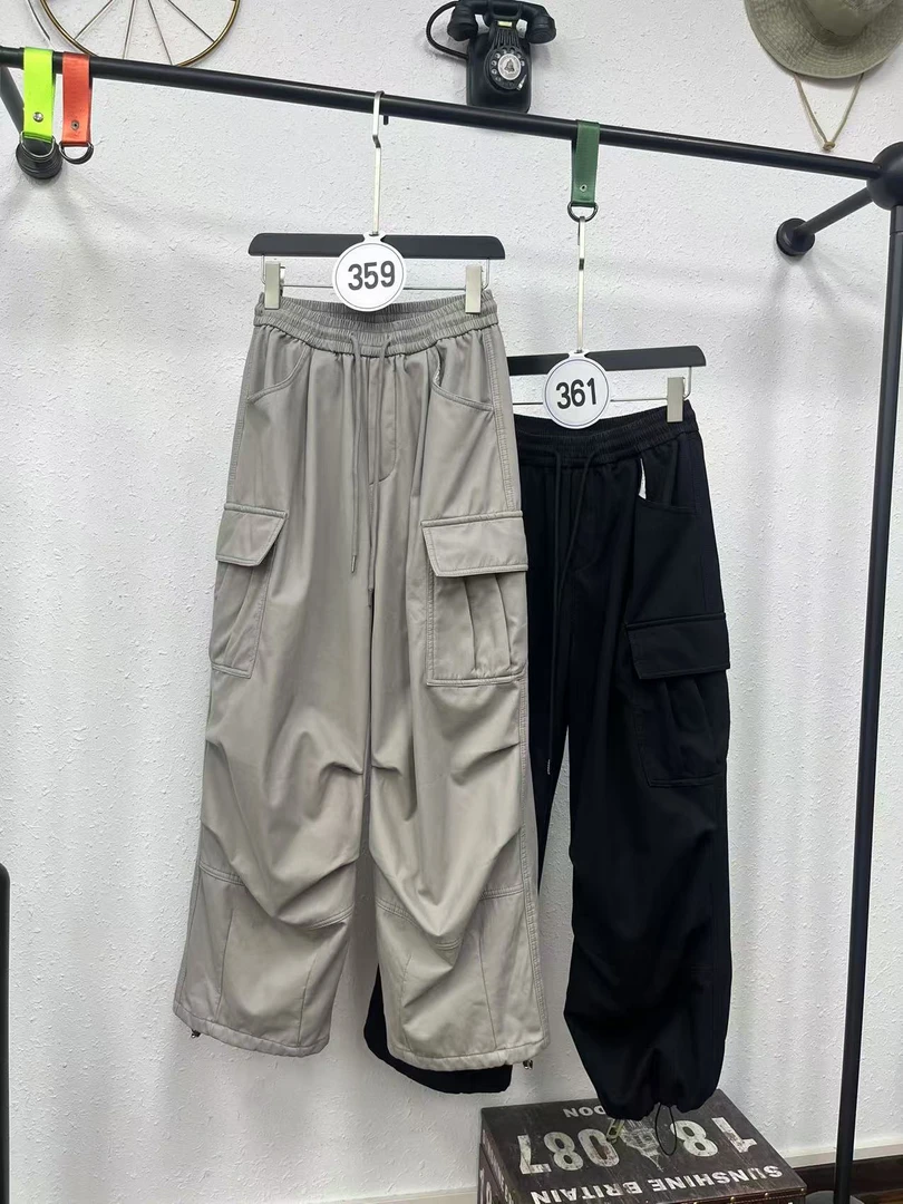 359  361  小众设计买手店男女同款加绒加厚户外工装裤 93222#OPO