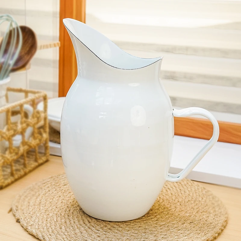 肥龙珐琅搪瓷轻奢家用创意鸭嘴尖嘴简约大容量凉水瓶花瓶耐热