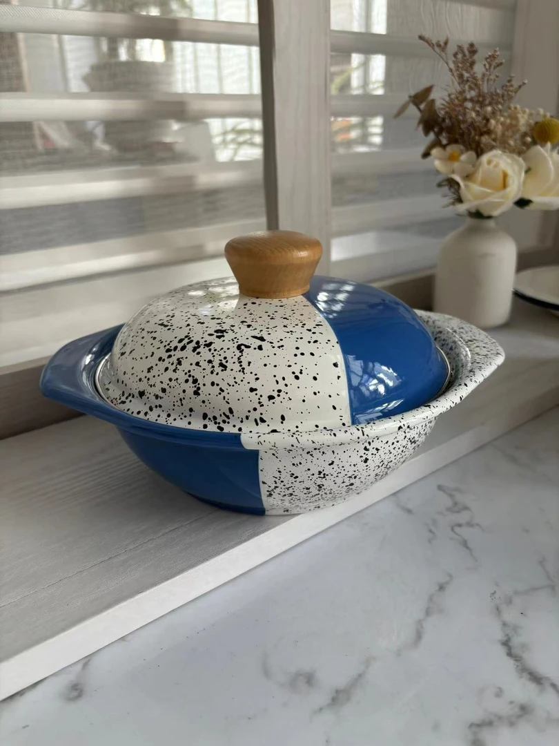 珐琅搪瓷纯色加厚日式关东煮寿喜火锅无涂层汤锅电磁炉燃气适用