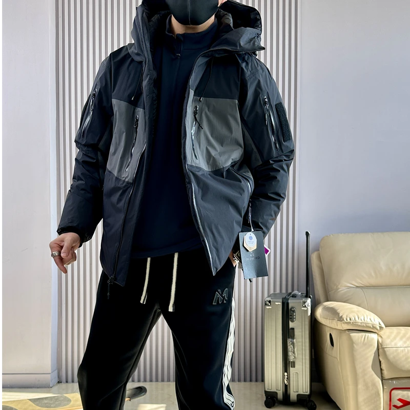 情侣冲锋衣绒服户外运动男女款风衣防泼水防风外套登山拼色分割