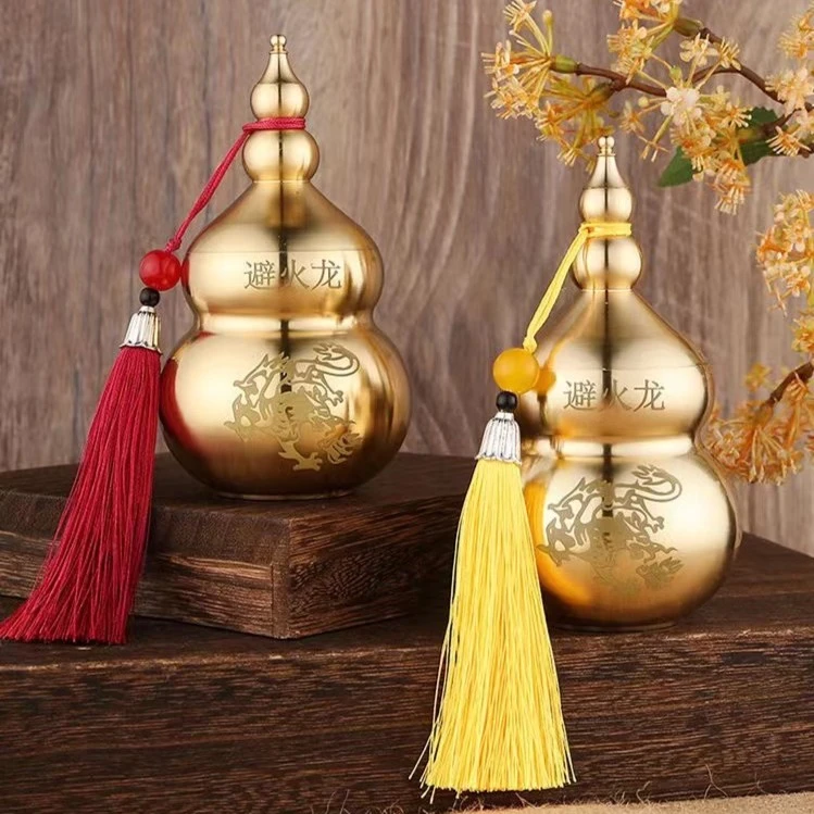 纯黄铜避火龙瓶家用厨房摆件复古中式高档铜葫芦工艺品