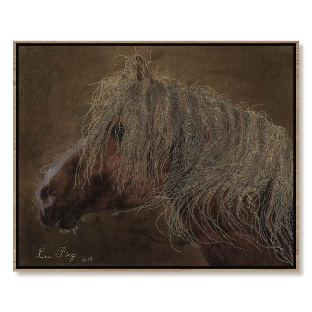 刘萍騥羽国画艺术品当代艺术家挂画收藏送礼马唯美原创设计感