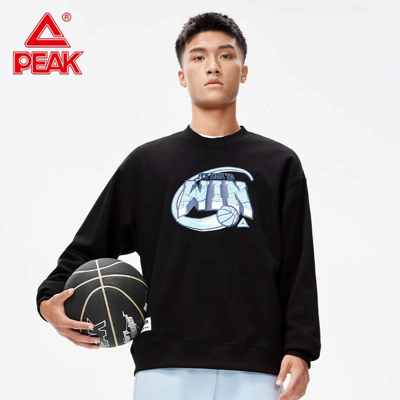 匹克驭热科技丨篮球文化圆领加绒卫衣男春季新款防风保暖运动上衣