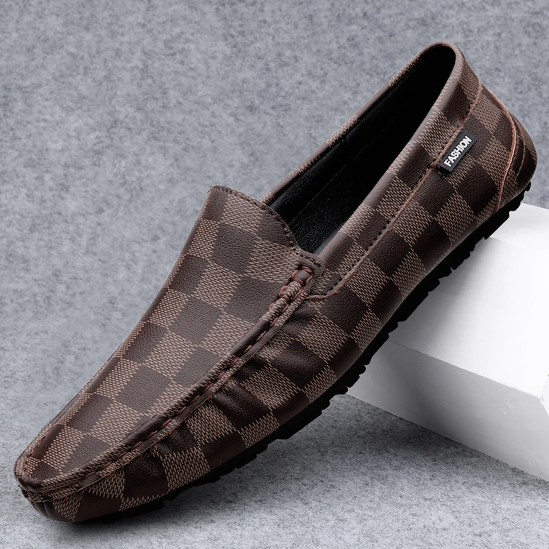 高端豆豆鞋男鞋真皮2025春季潮流英伦潮男软底潮牌一脚蹬休闲皮鞋