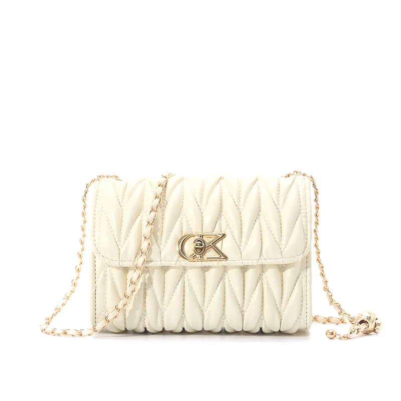 小香风气质白色时尚百搭女士菱格包小众5722