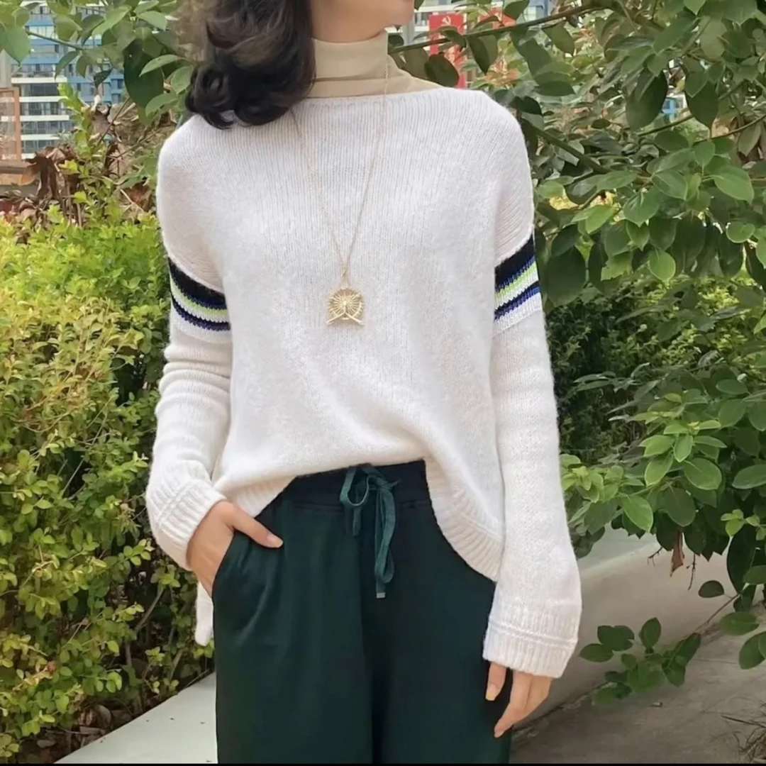 GIRDEAR/哥弟新款白月光宽松慵懒棒针款毛衣1399196-7T07771-003