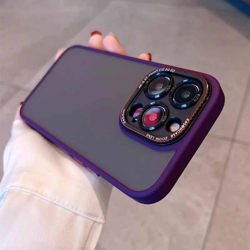 适用苹果16promax手机壳iphone15肤感磨砂14金属镜头13网红爆款12