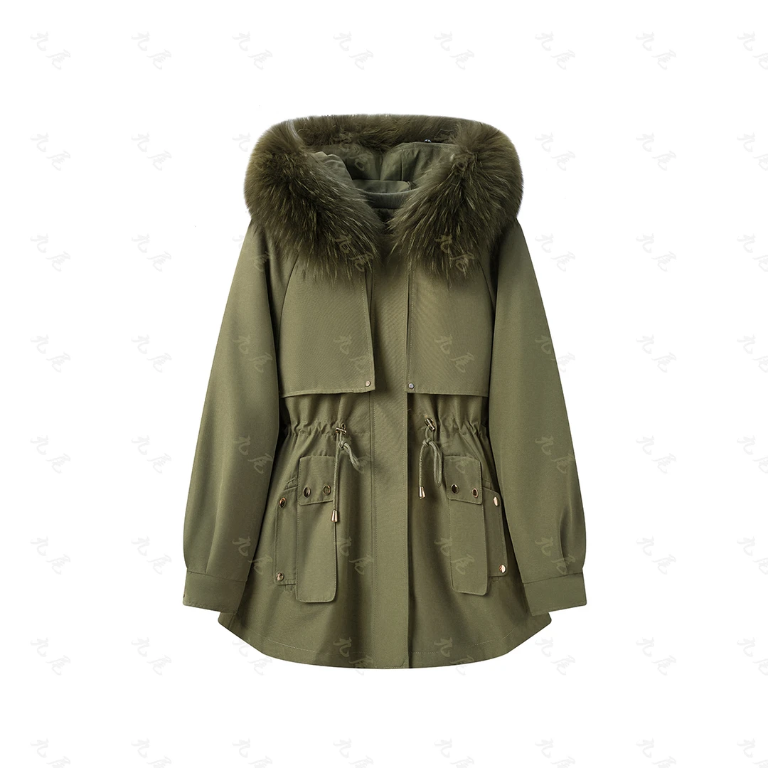 【香见】冬季新款派克服兔毛内胆貉子毛领可脱卸休闲百搭气质女款