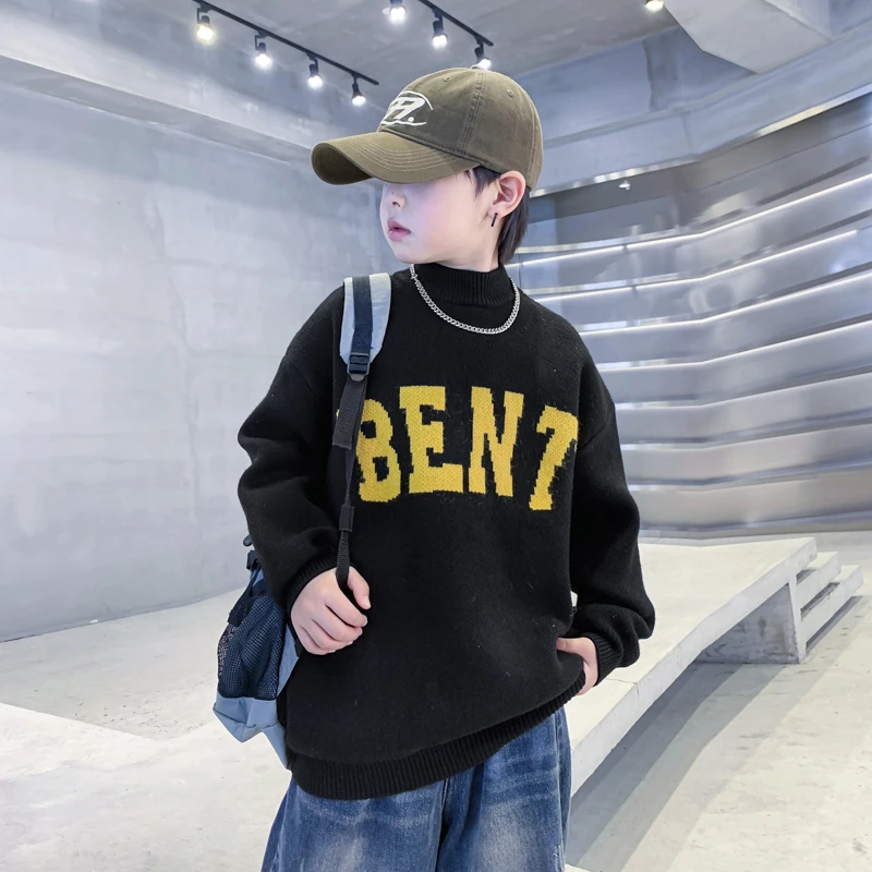 儿童2025新款韩式潮流秋冬季加厚毛衣男童针织衫保暖舒适卫衣