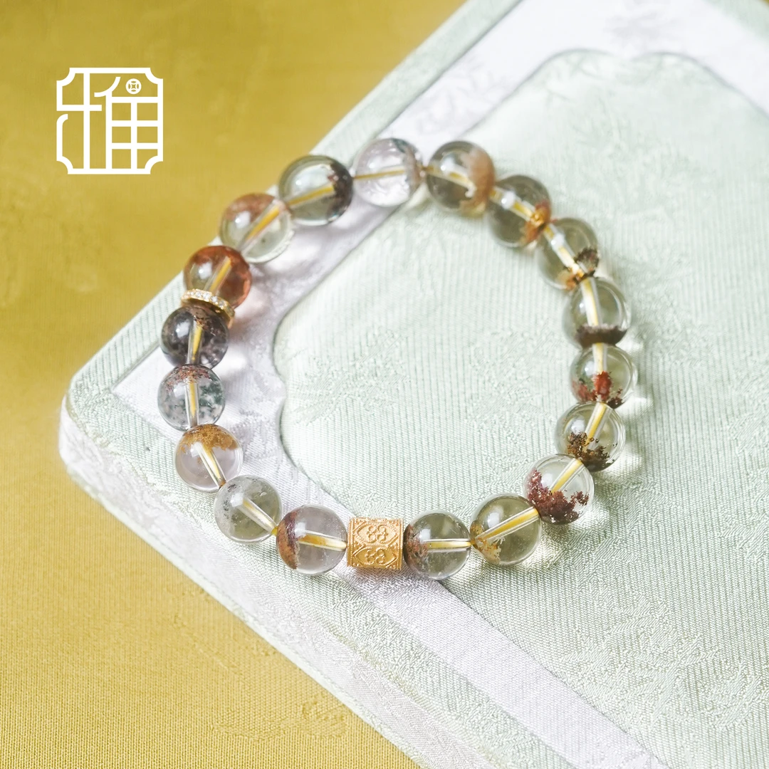 s925银天然水晶彩幽灵手串