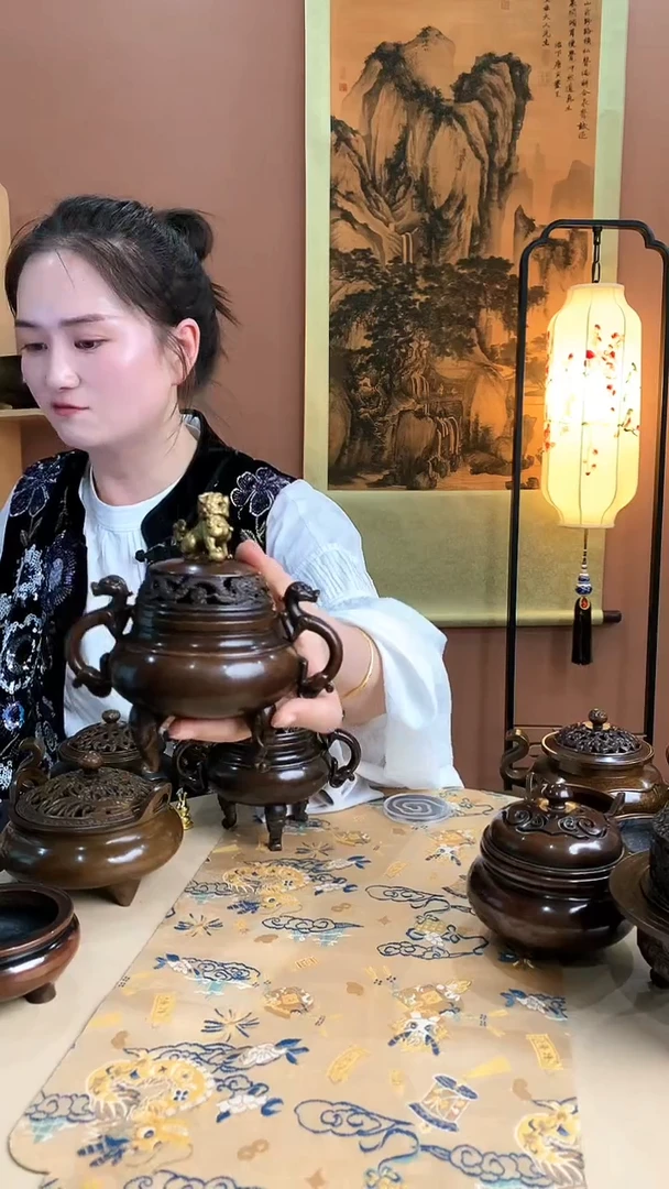 【闪购商品】苏工纯铜金狮钮螭龙耳帝王炉（7）