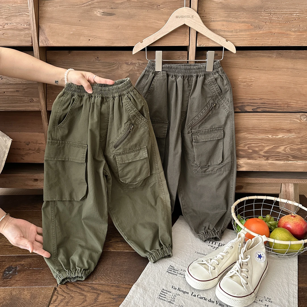 【2024新款】阿又织里春夏童装儿童男童高能感日系束脚长裤99011C