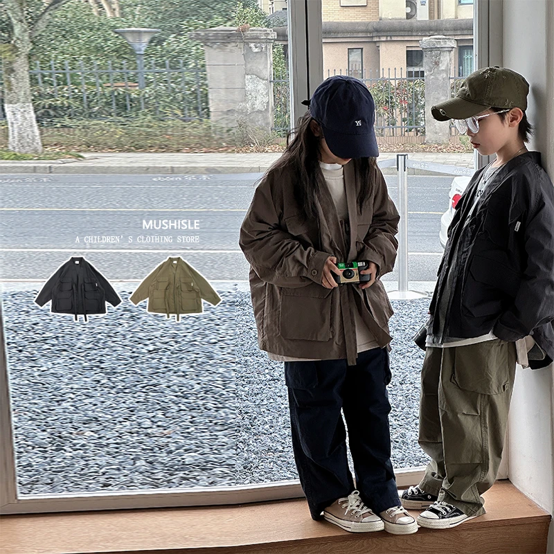 【2024新款】阿又童装儿童男童高能感日系春款道袍开衫系带99105C