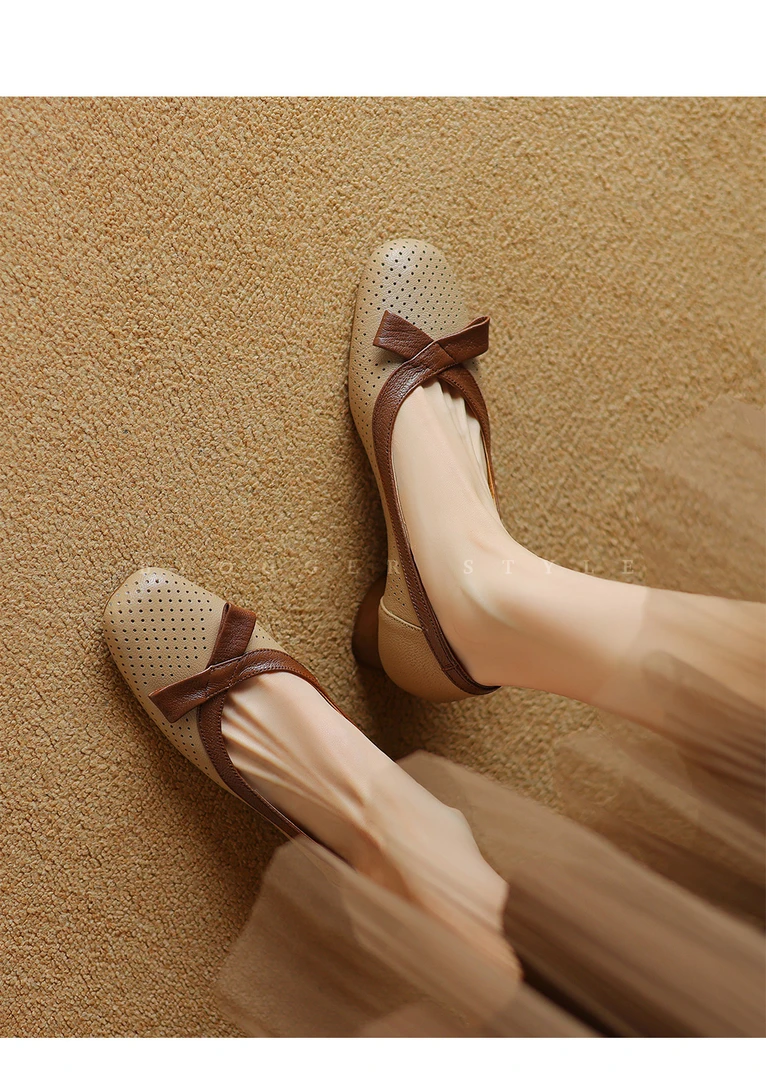 头层羊皮 A987 跟3cm 羊皮单鞋女中跟真皮透气舒适百搭粗跟妈妈鞋