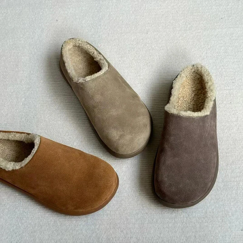 穆勒半托鞋男女情侣同款厚底增高室外拖鞋冬季加绒加厚保暖雪地靴