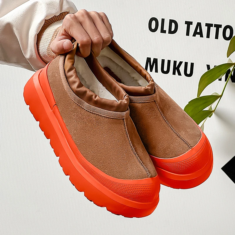 王一博同款情侣厚底雪地靴女冬时尚百搭加绒加厚保暖棉鞋面包鞋男