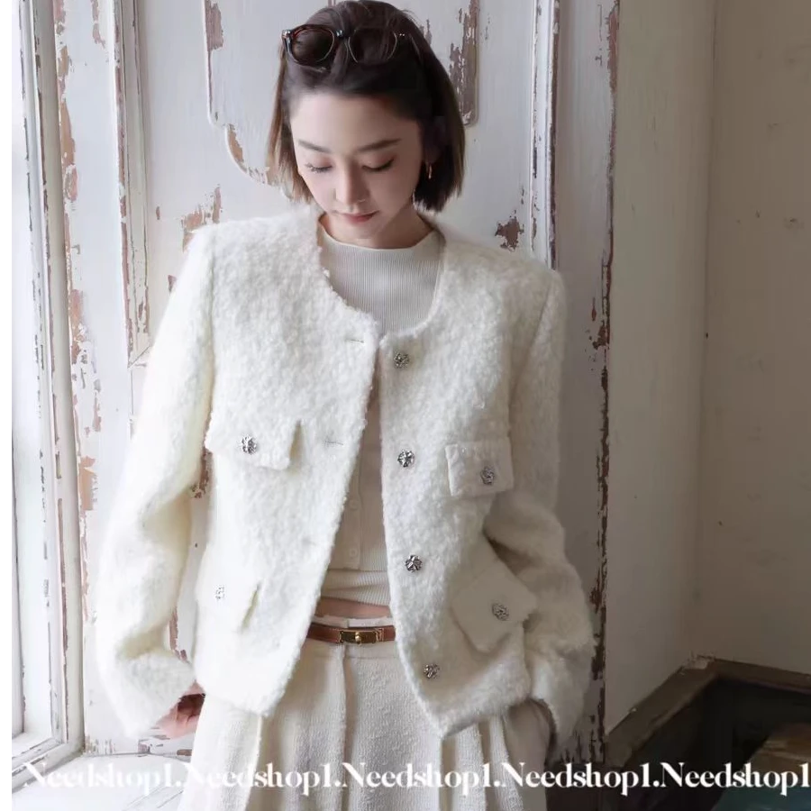 加厚圈圈毛上衣2024秋冬充棉加厚小香风外套女