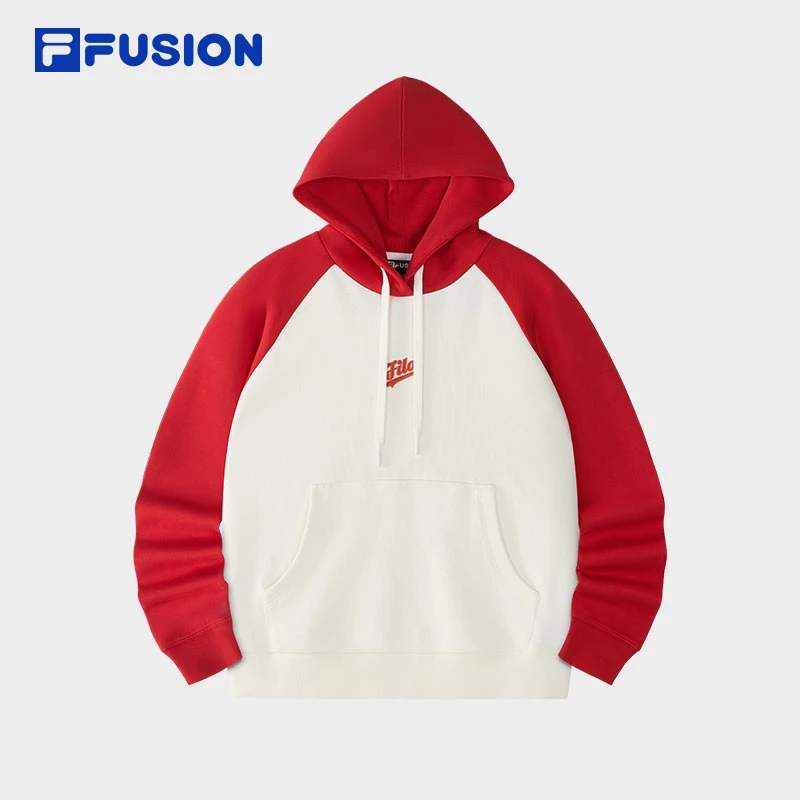 Fila/斐乐新年款2025新款连帽撞色卫衣保暖长袖红色 T11W512203