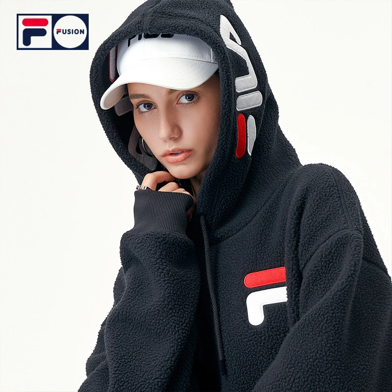FILA/斐乐潮牌加厚新款男女同款加绒运动长袖卫衣外套T11U146201