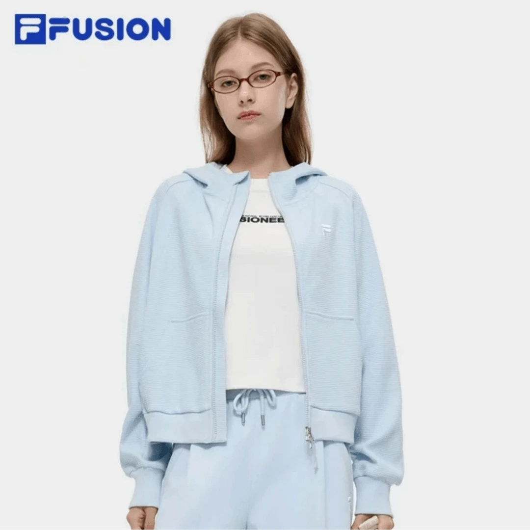 FILA斐乐潮牌时尚宽松连帽外套女款舒适秋季运动卫衣显瘦休闲长袖