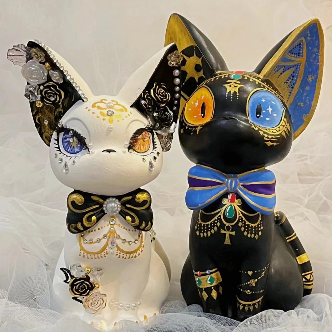 网红3D吉吉猫石膏娃娃涂色diy手工夜市公园小猫石膏娃娃涂色玩具