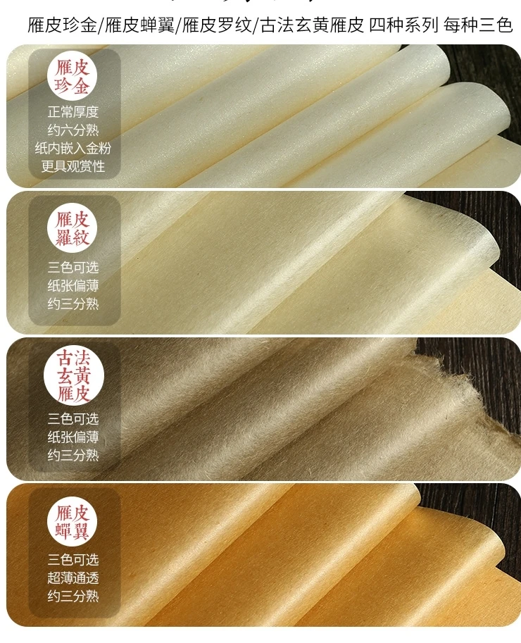 纯手工雁皮四尺六尺对开临拓印小楷书法创作专用，包邮