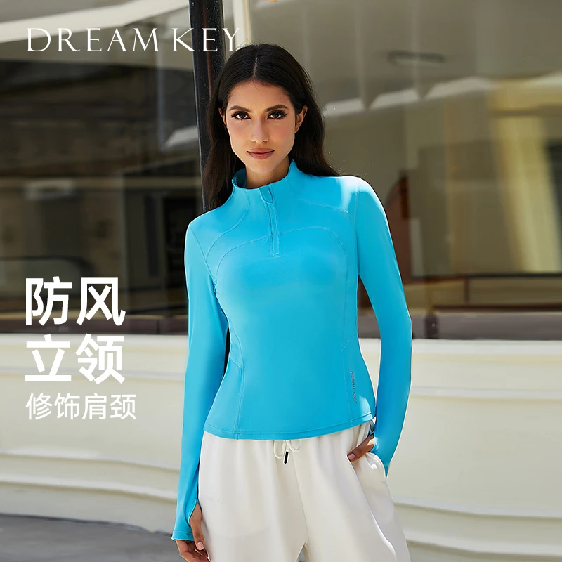 DK【超值购】半拉链休闲女长袖跑步速干衣运动上衣健身服立领6129