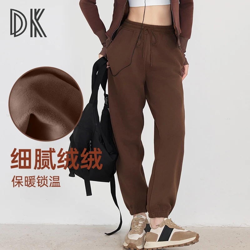 DK加绒加厚绒卫裤运动长裤休闲卫裤保暖外穿束脚健身训练瑜伽5107