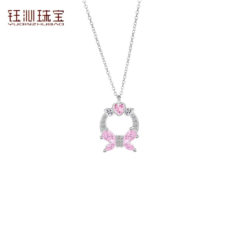 YUQINZHUBAO/钰沁珠宝 钛钢项链 闪钻蝴蝶项链女森系少女钛钢锁骨