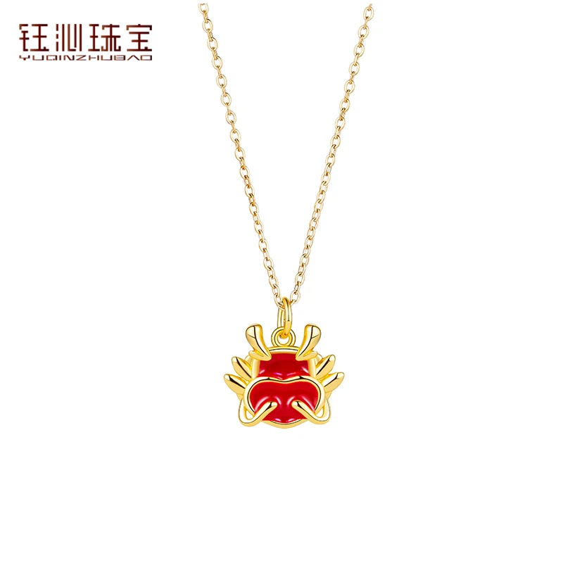 YUQINZHUBAO/钰沁珠宝 钛钢项链 龙年福龙项链女中国风中式锁骨链