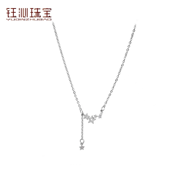 YUQINZHUBAO/钰沁珠宝 钛钢项链 星星项链女流苏五角星钛钢锁骨链