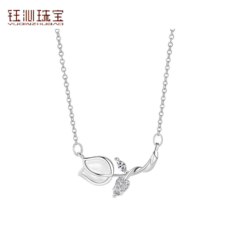 YUQINZHUBAO/钰沁珠宝 钛钢项链 郁金香百搭小众轻奢感潮流锁骨链
