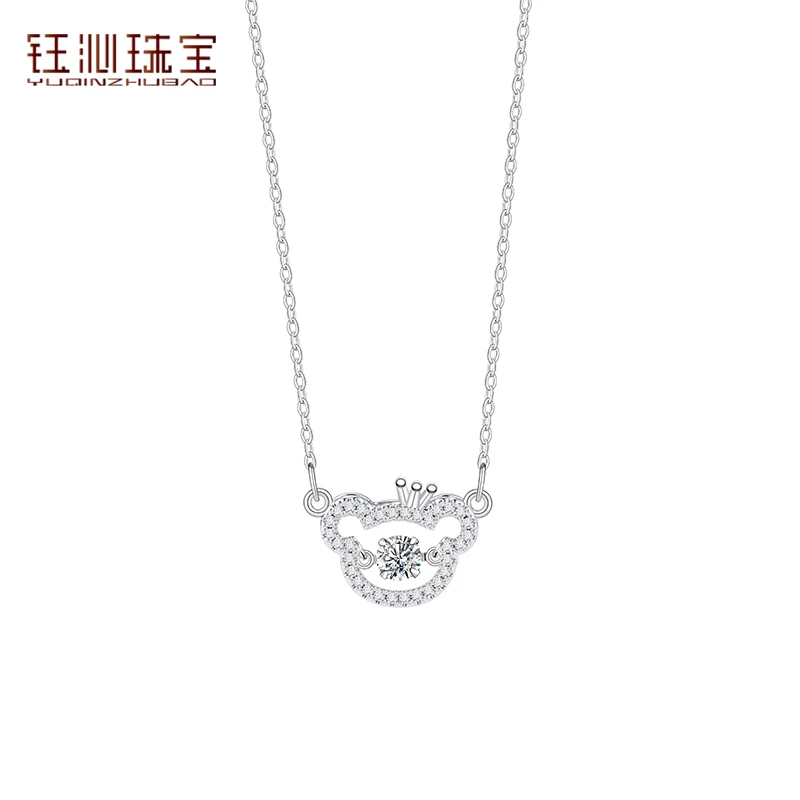 YUQINZHUBAO/钰沁珠宝 钛钢项链 小熊项链女轻奢感跳动的心锁骨链