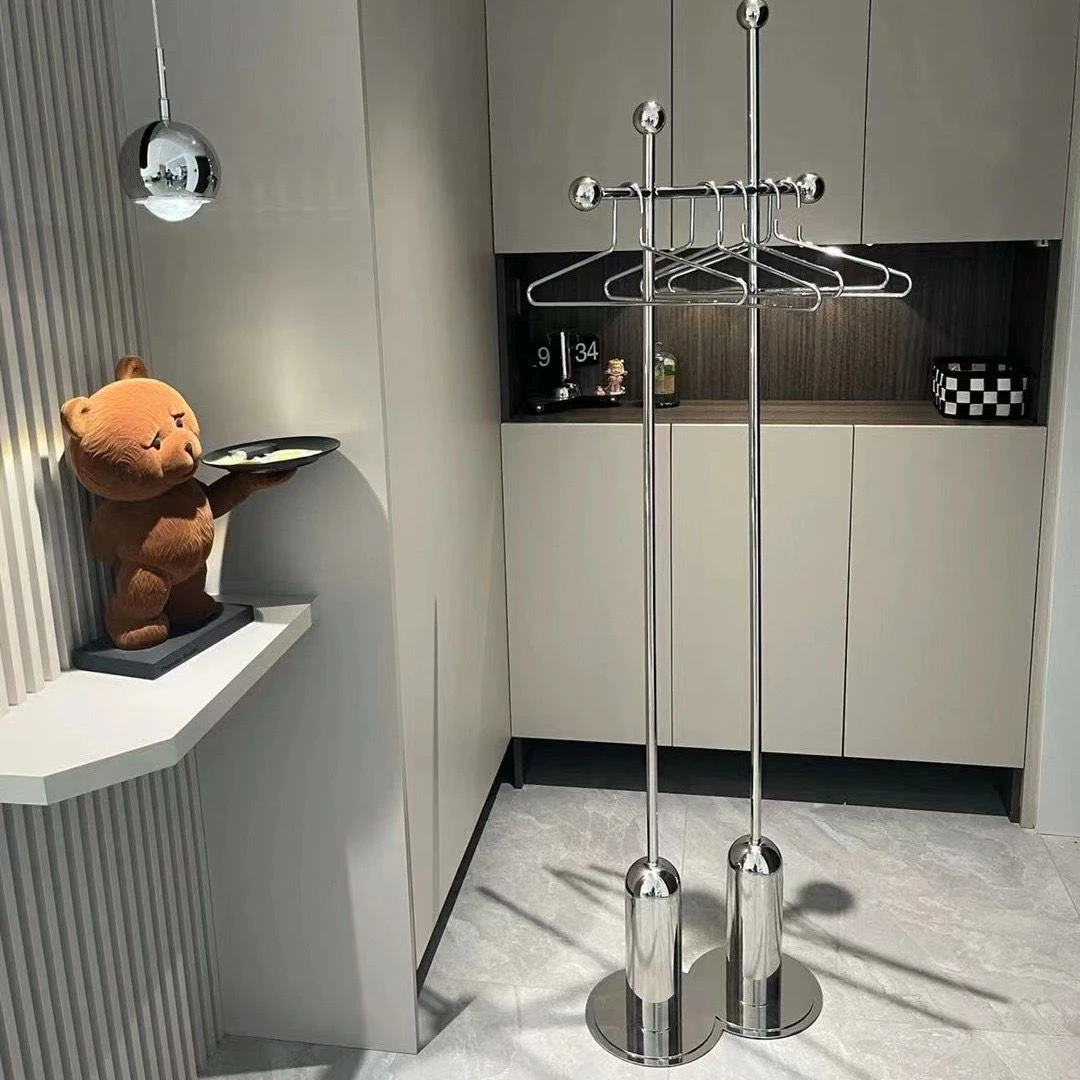 【小陈家具】中古立式不锈钢衣帽架入户轻奢家用收纳衣服挂包卧室落